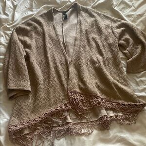 Women's Tan Cardigan with Fringe
